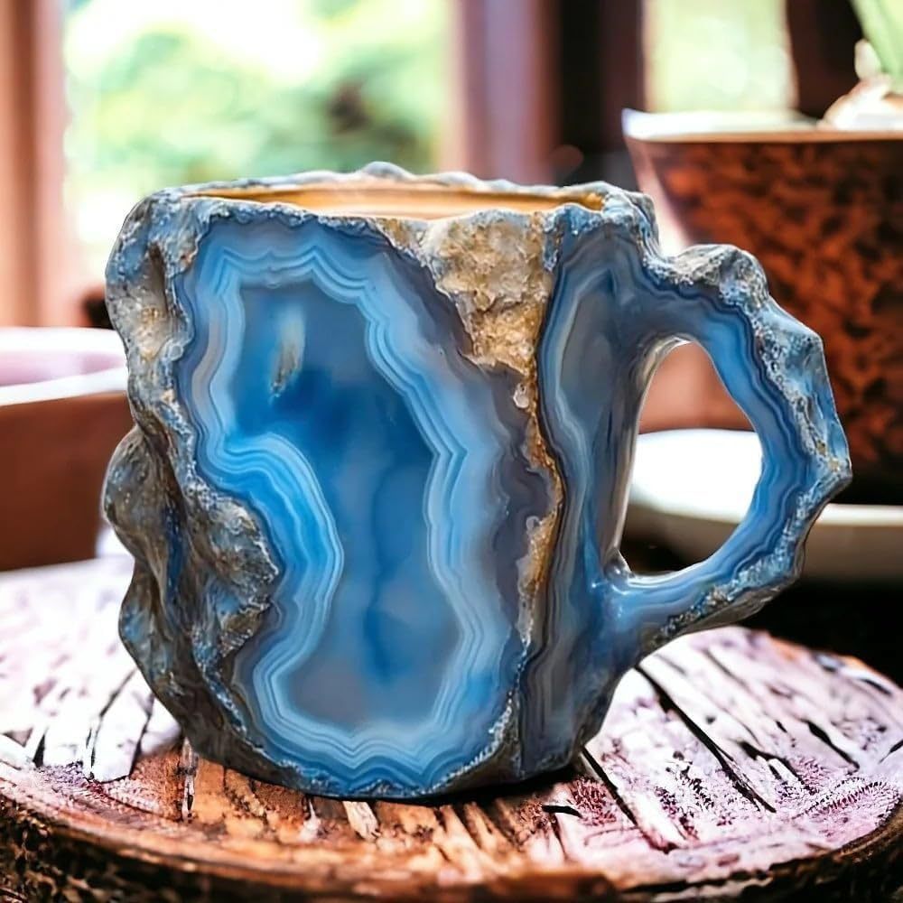 400ml Resin Mineral Crystal Coffee Mugs With Handles Elegant  Mineral Crystal Cup For Workplace Home Decor Christmas Gift Kitchen Gadgets