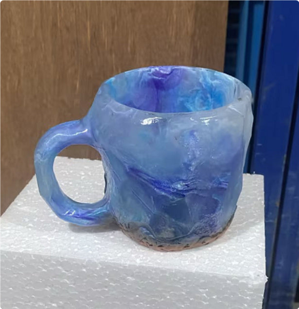 400ml Resin Mineral Crystal Coffee Mugs With Handles Elegant  Mineral Crystal Cup For Workplace Home Decor Christmas Gift Kitchen Gadgets